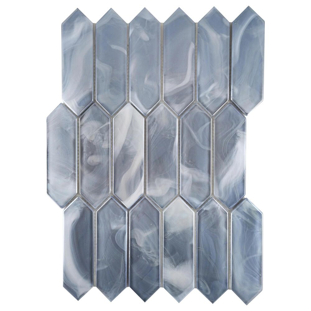 Emser Splash Blue 10" x 14" Picket Glass Mosaic Sheet, , large