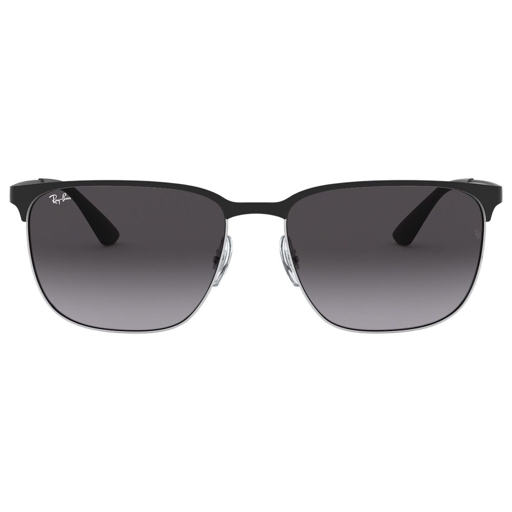 Rayban Glasses Sunglasses with Grey Gradient Lenses in Polished Black on Silver, , large