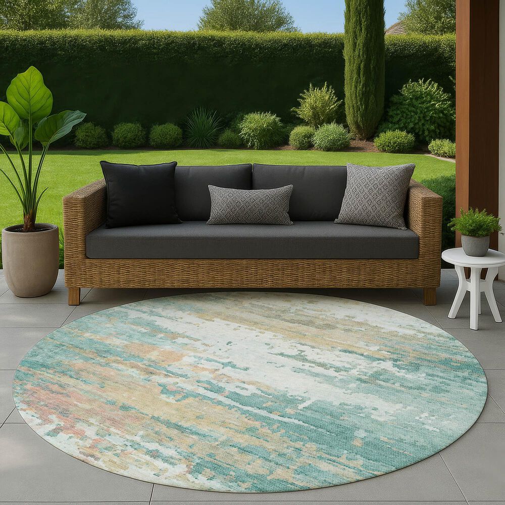 Dalyn Rug Company Lumara Seafoam 8' Round Indoor/Outdoor Area Rug, , large