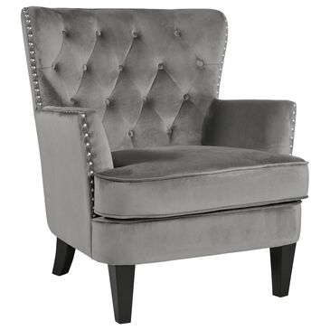 Signature Design by Ashley Romansque Accent Chair in Gray Velvet, , large