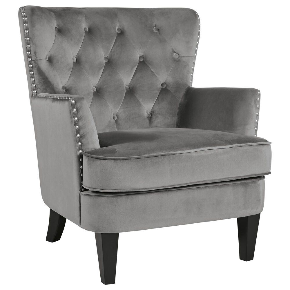 Signature Design by Ashley Romansque Accent Chair in Gray Velvet, , large