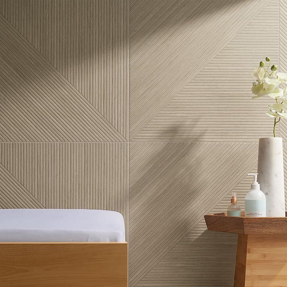 Soho Studio Lounge Ribbed Oak 24&quot; x 48&quot; Porcelain Tile, , large
