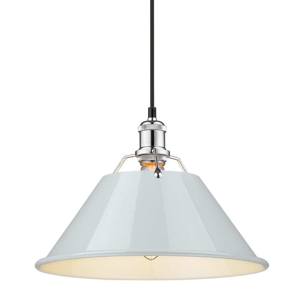 Golden Lighting Orwell 1-Light Wide Large Pendant with Dusky Blue Shade in Chrome, , large