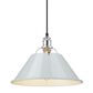 Golden Lighting Orwell 1-Light Wide Large Pendant with Dusky Blue Shade in Chrome, , large