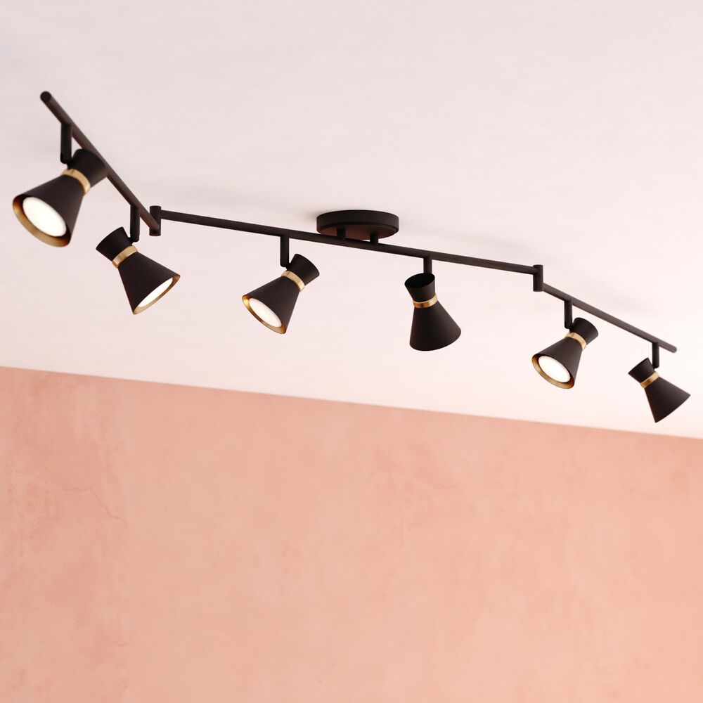 Vaxcel Alto 6-Light Ceiling Spot in Matte Black and Satin Brass, , large
