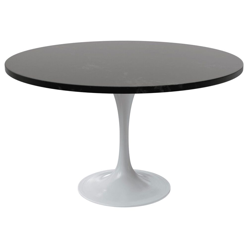 Leisuremod LeisureMod Verve Collection 48 Round Dining Table, White Base with Black MDF Top, , large