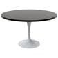 Leisuremod LeisureMod Verve Collection 48 Round Dining Table, White Base with Black MDF Top, , large