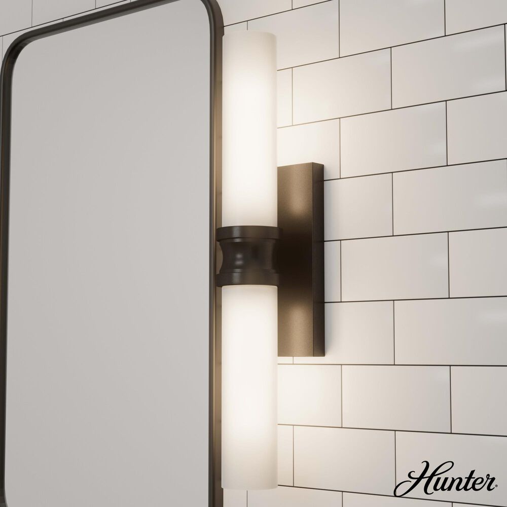 Hunter Lenlock 22&quot; 2-Light Vanity with Cased White Shade in Noble Bronze, , large
