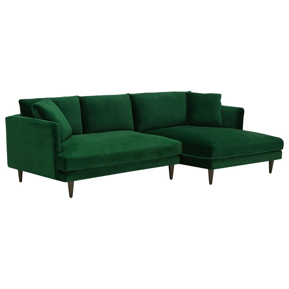Joybird Lewis 2-Piece Right Facing Sectional in Royale Evergreen Velvet, , large