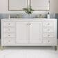 James Martin Vanities Chicago 60" Double Bathroom Vanity in Glossy White with 3 cm Arctic Fall Solid Surface Top and Rectangular Sinks, , large