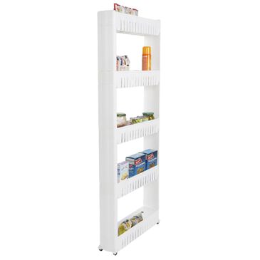 Timberlake Lavish Home Slim Slide Out 5 -Tier Storage Tower with Wheels in White, , large