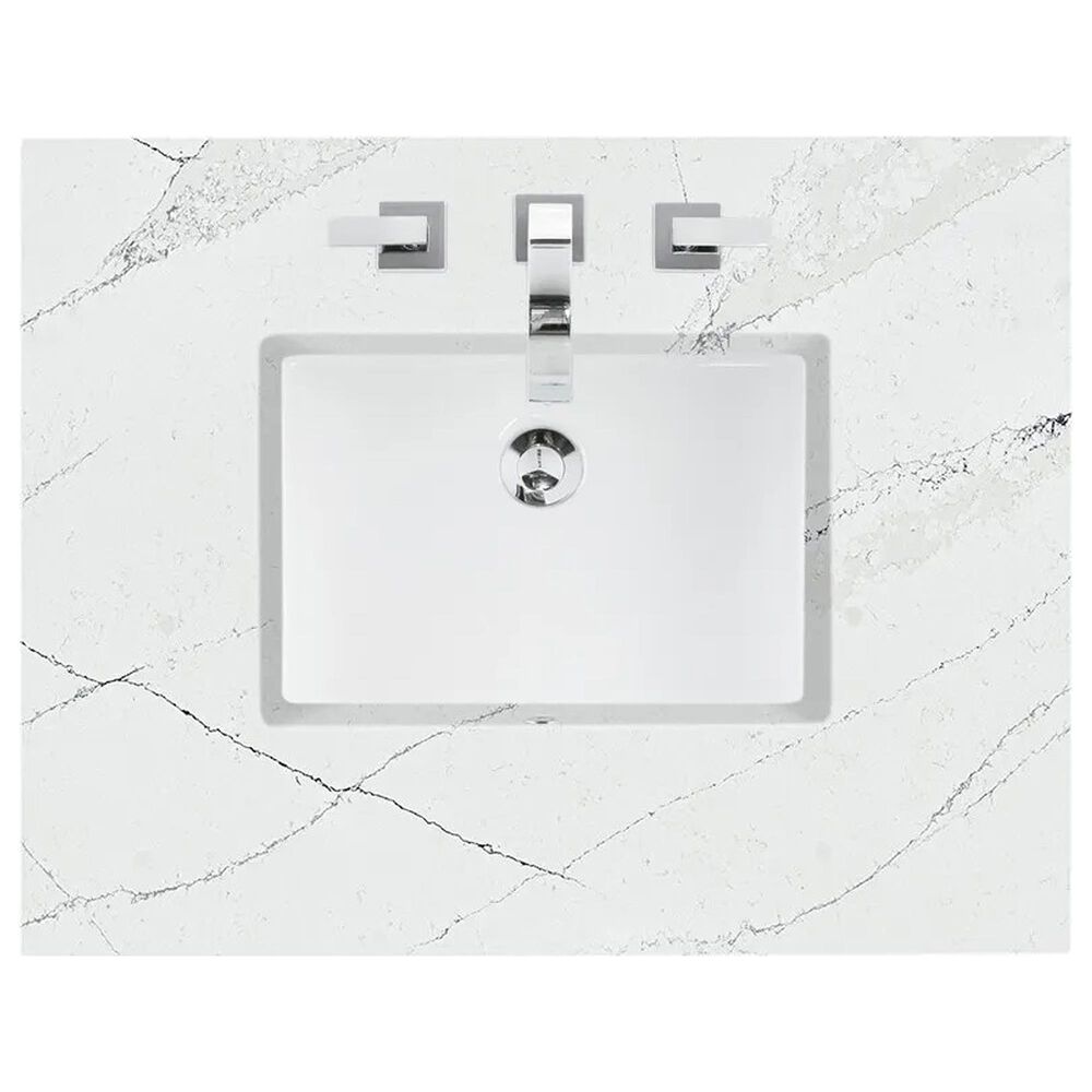 James Martin Vanities Breckenridge 30&quot; Single Bathroom Vanity in Bright White with 3 cm Ethereal Noctis Quartz Top and Rectangular Sink, , large