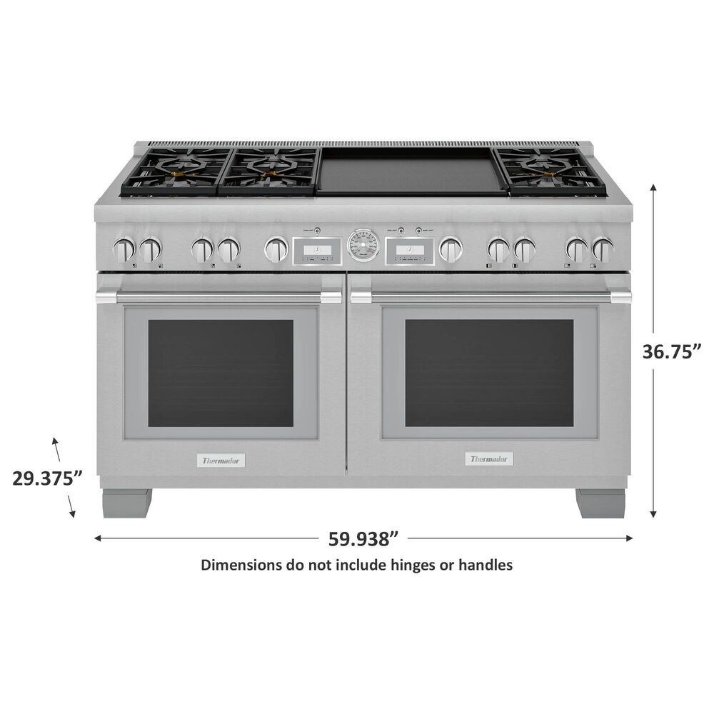 Thermador 60&quot; Pro Grand Dual Fuel Range with 6 Burners and Griddle in Stainless Steel, , large