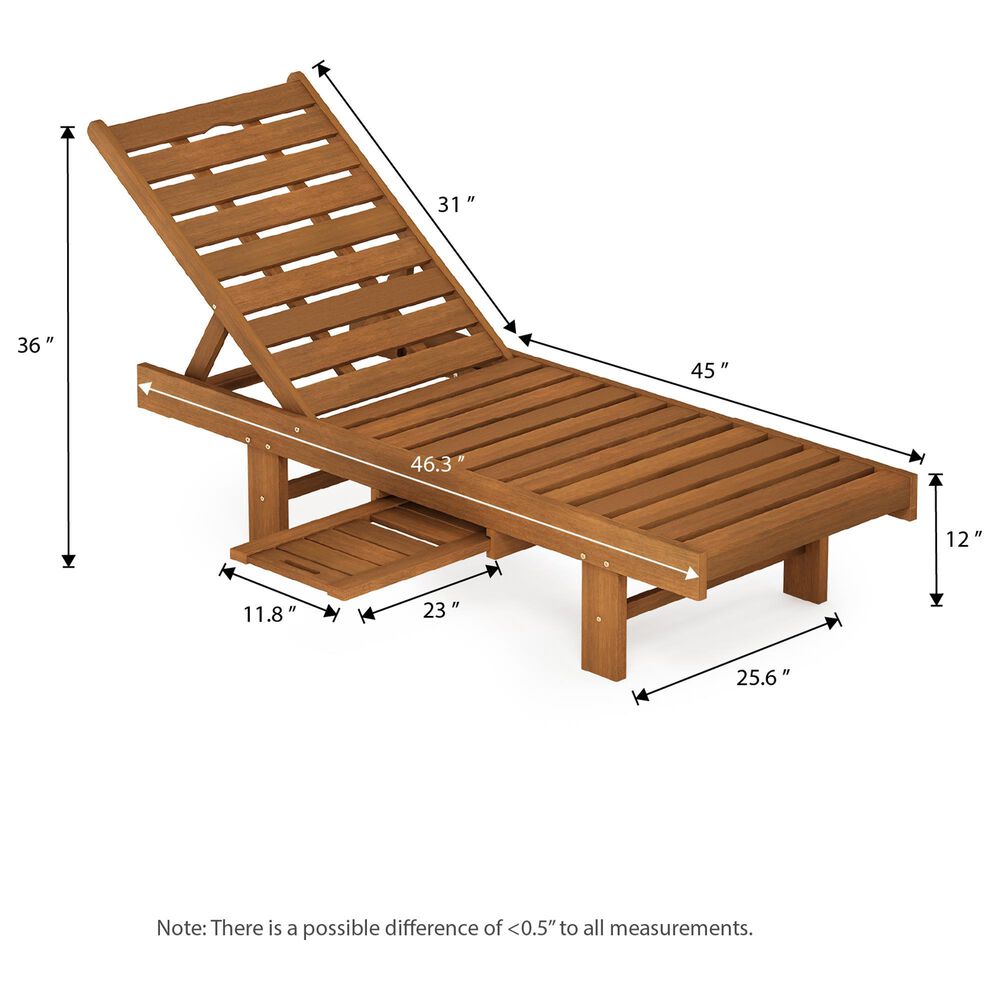 Noviland Patio Lounge Chair Chaise with Side Tray in Natural, , large