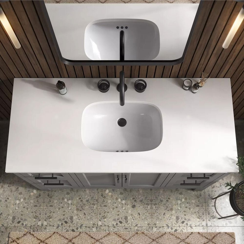 Kohler Quo 48&quot; Single Bathroom Vanity in Mohair Grey with 3 cm Pure White Quartz Top and Oval Sink, , large