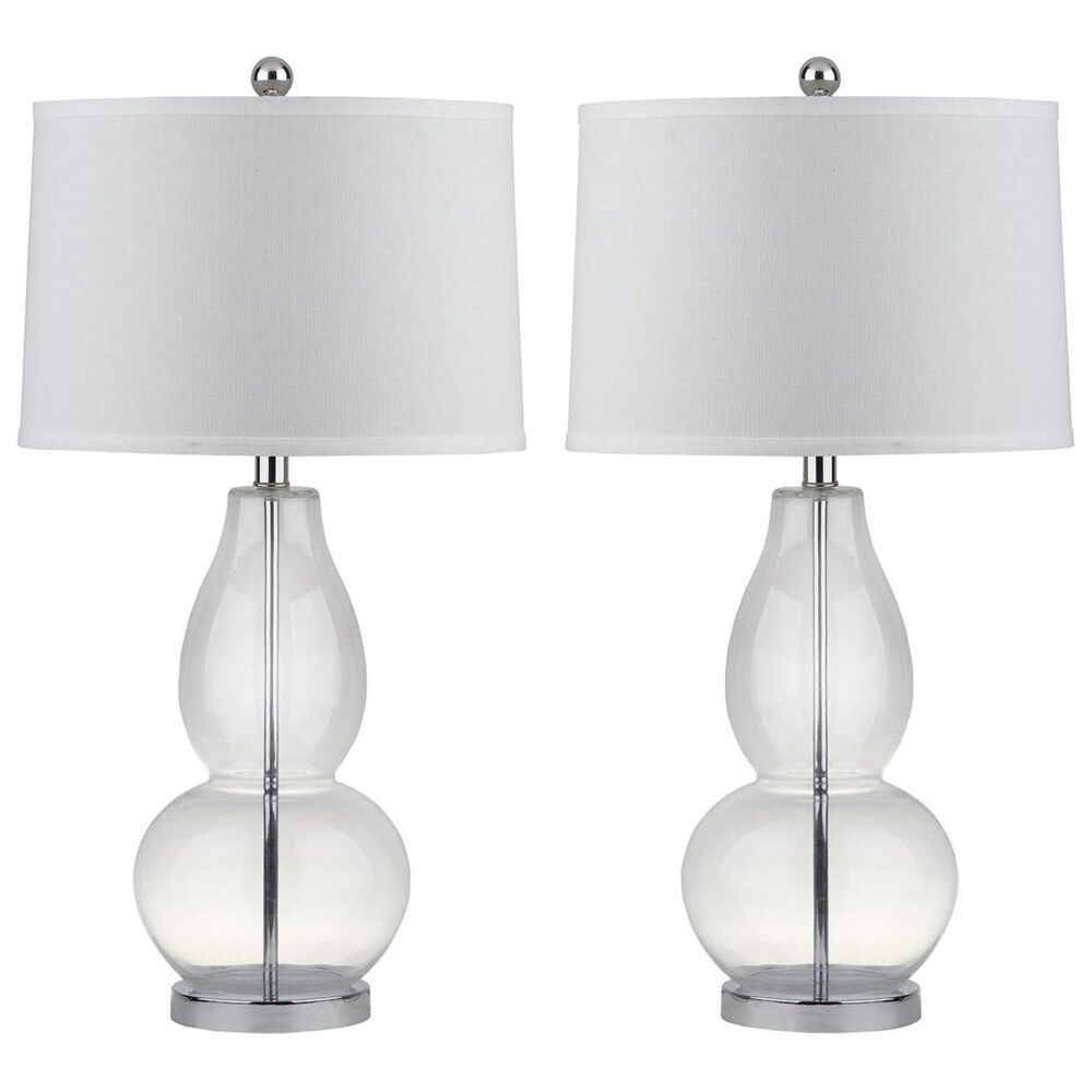 Safavieh Mercurio 28.5" Double Gourd Lamp in Clear with Gray Shade (Set of 2), , large