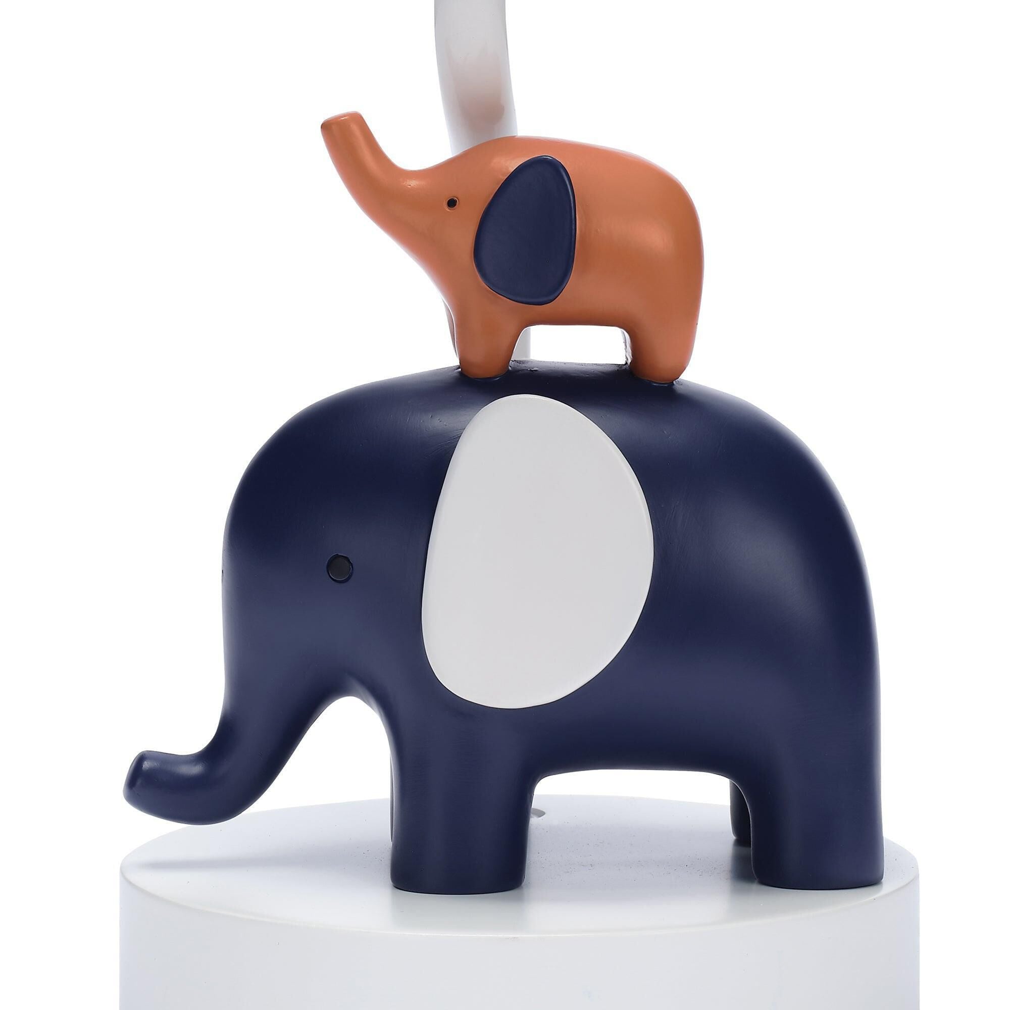Lambs and Ivy Playful Elephant Table Lamp in Indigo Blue White and Caramel NFM