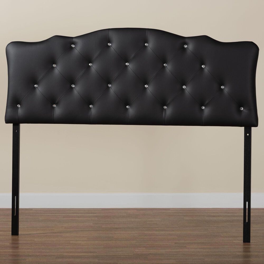 Baxton Studio Rita Queen Panel Headboard with Faux Leather Upholstered in Black, , large