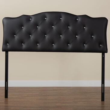 Baxton Studio Rita Queen Panel Headboard with Faux Leather Upholstered in Black, , large