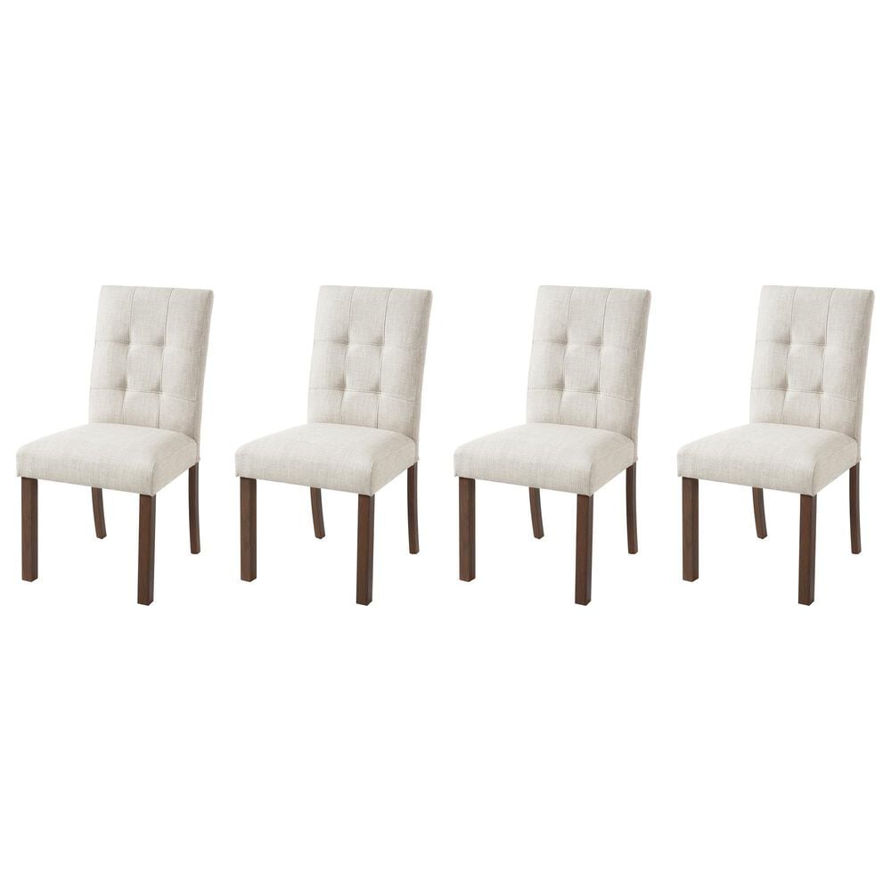 Hearth and Haven Side Chair with Beige Cushion in Wanut (Set of 4), , large