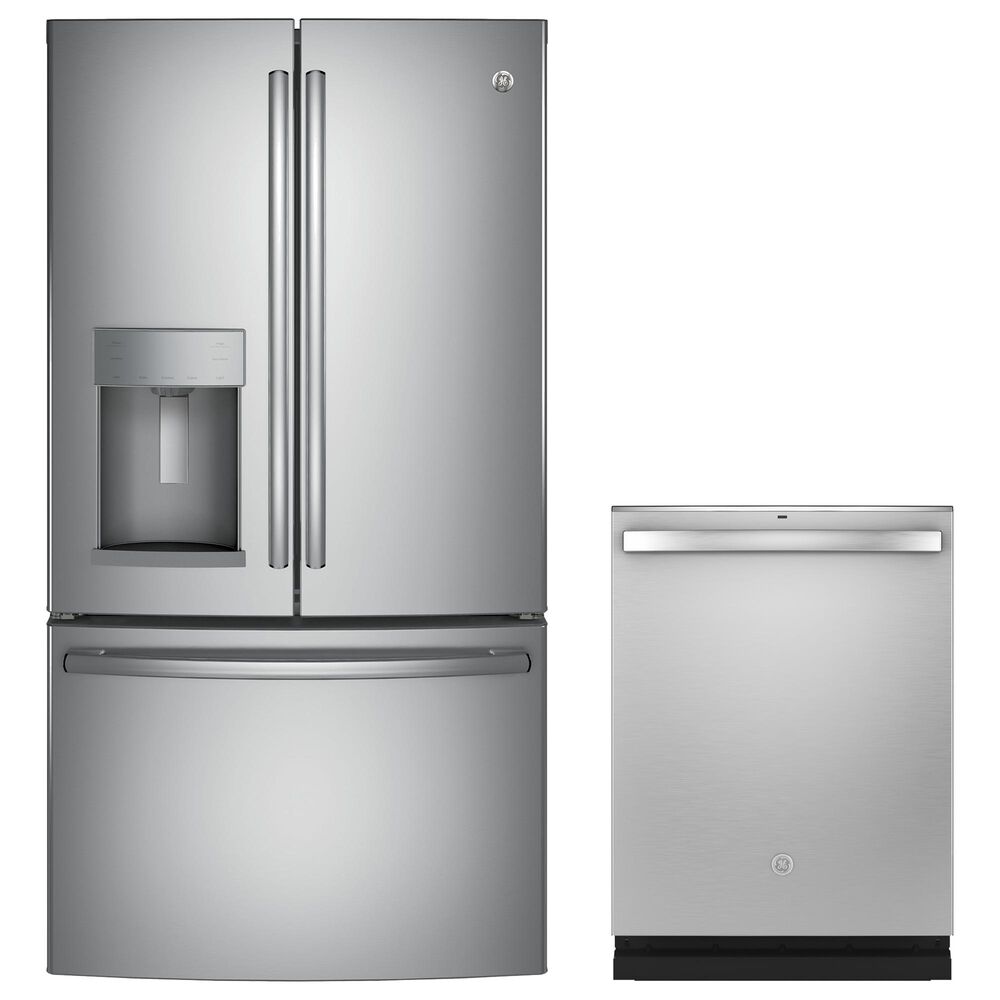 GE Appliances 27.8 Cu. Ft. French-Door Refrigerator and Interior Dishwasher in Stainless Steel, , large