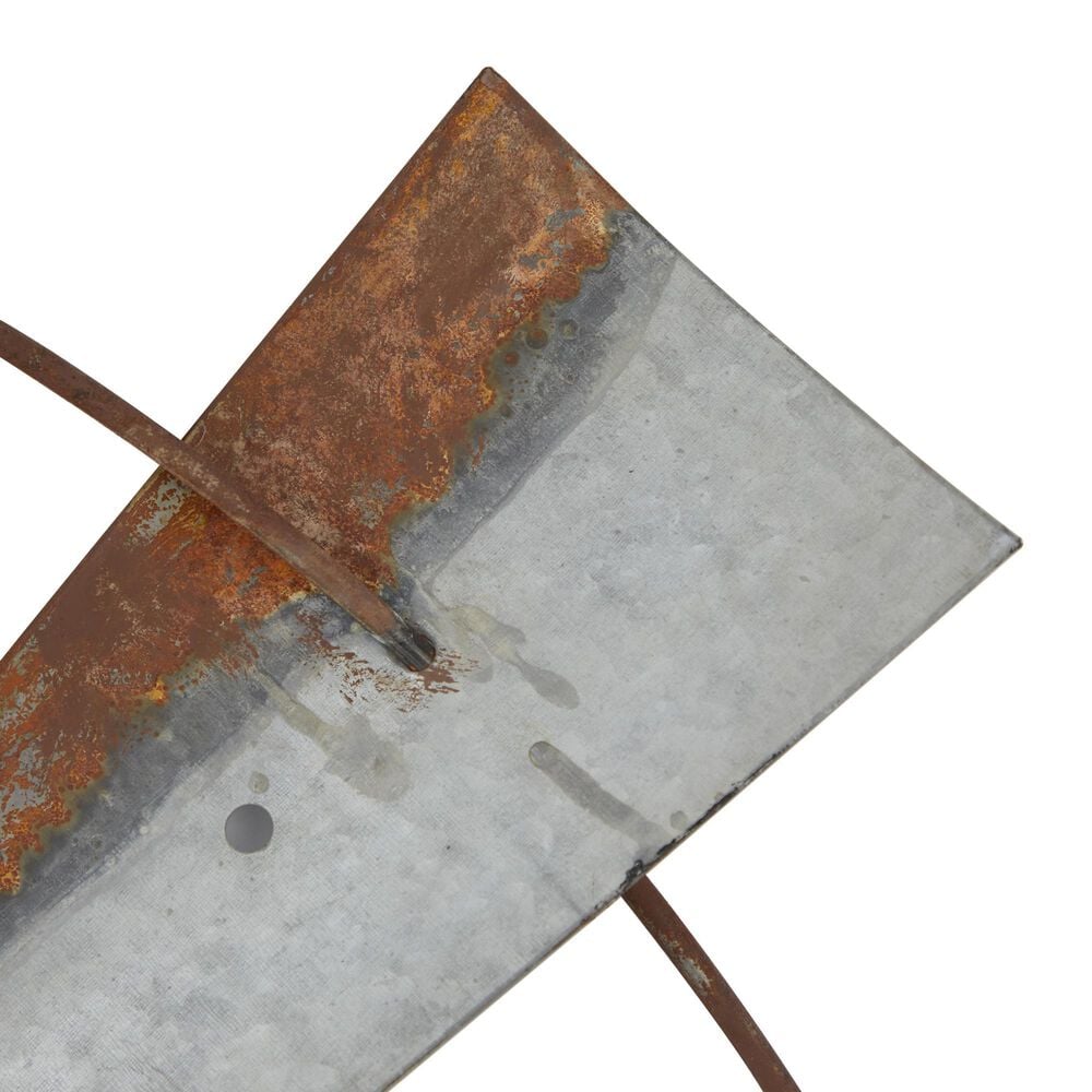 Maple and Jade 48&quot; x 48&quot; Round Windmill Home Wall Decor in Weathered Gray and Brown, , large