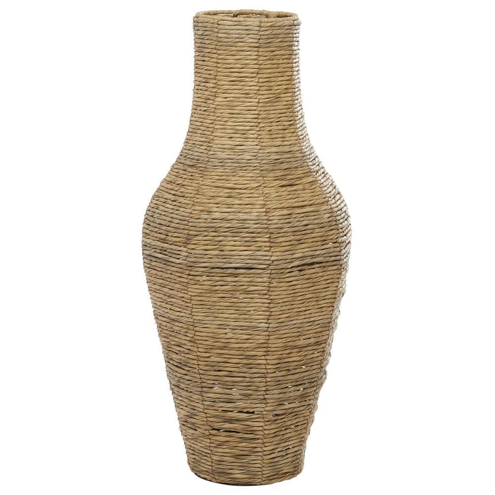 Maple and Jade 28&quot; Faux Seagrass Handmade Floor Decorative Vase in Brown and Black, , large
