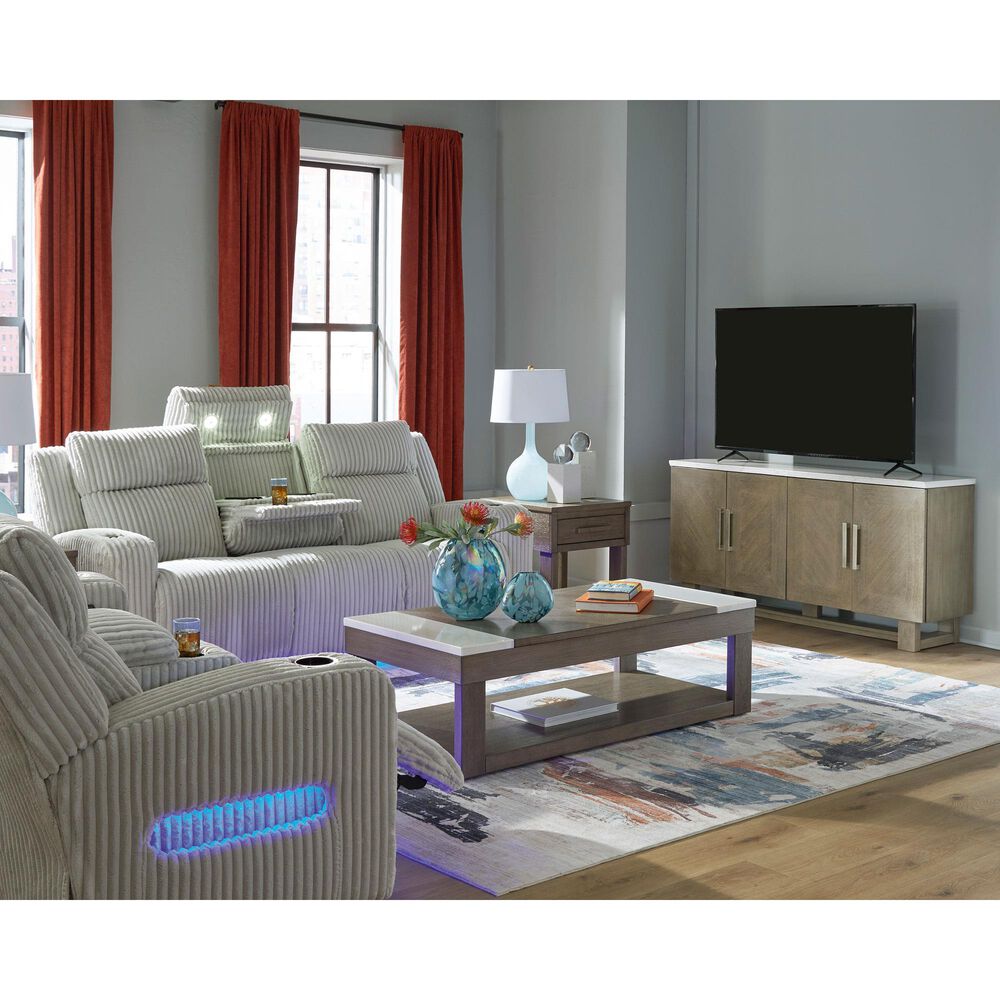 Ashley Forest Lake Power Reclining Sofa with Adjustable Headrest in Alloy Velvet, , large