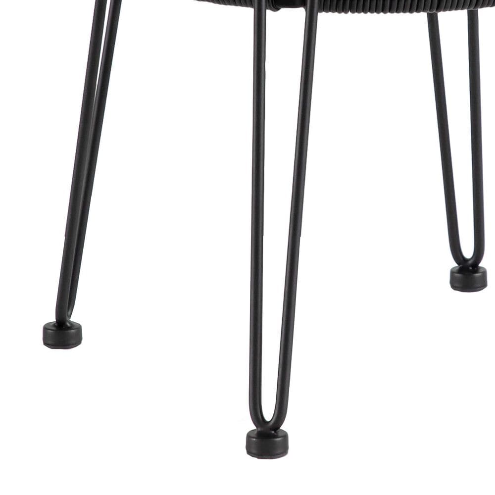 Furniture of America Serene 1-Shelf Glass Top Round Patio Coffee Table in Black, , large