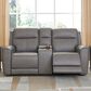 Ashley 5Z-Comfort Power Recliner Loveseat with Console and Adjustable Headrest in Coin, , large