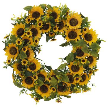 The Gerson Company 22" Sunflower Wreath in Yellow, , large