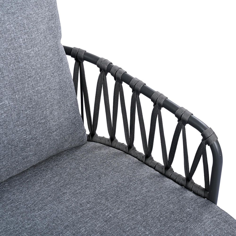 Hearth and Haven 4-Piece Patio Conversation Set with Gray Cushion in Black, , large