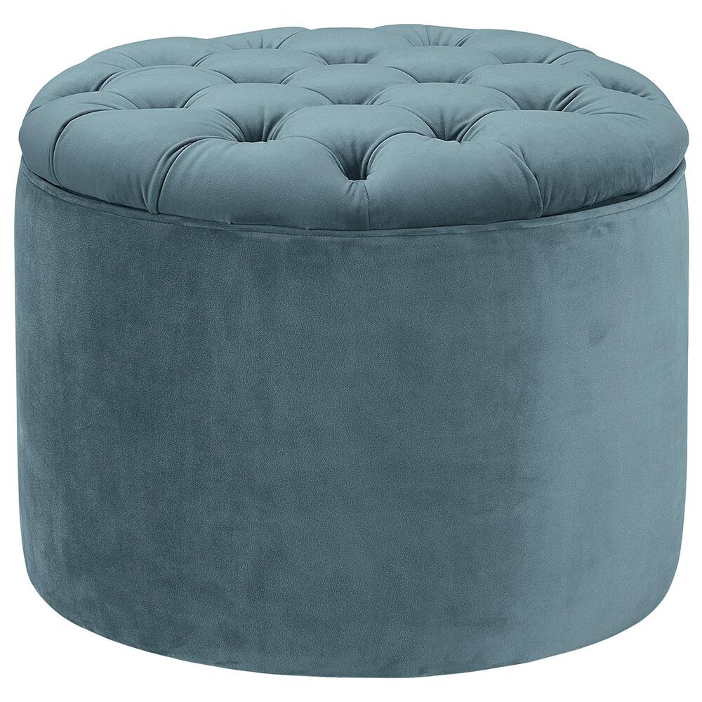 Tov Furniture Queen Velvet Storage Ottoman in Sea Blue, , large