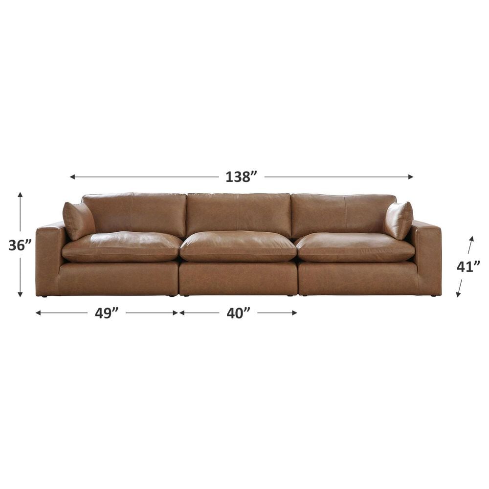 Ashley Emilia 3-Piece Stationary Symmetrical Sectional Sofa in Caramel, , large
