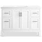 Kohler Quo 48" Single Bathroom Vanity in White with 3 cm Pure White Quartz Top and Oval Sink, , large
