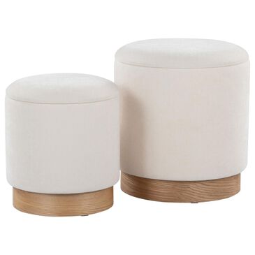 Lumisource Marla 2-Piece 18" Nesting Ottoman Set in Cream, , large