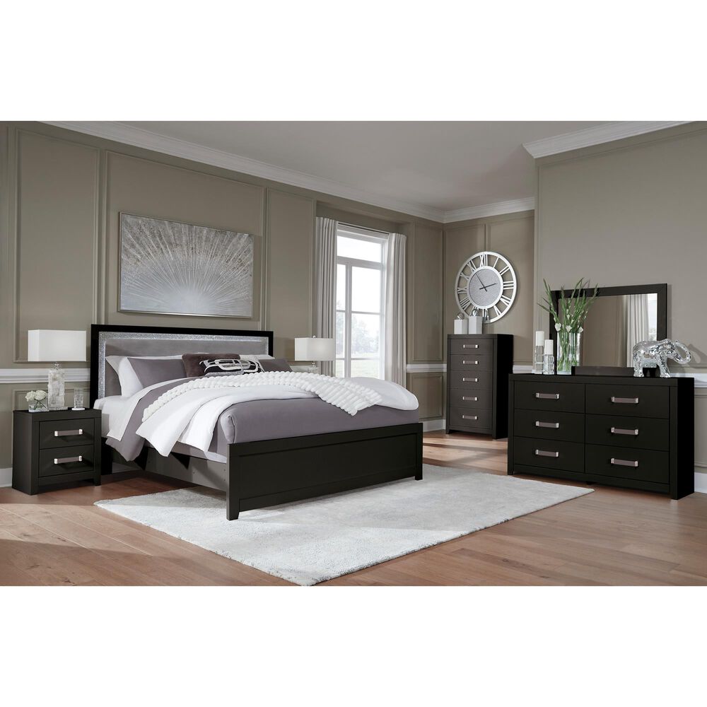 Ashley Maeling King Panel Bed with Dresser and Nightstand in Matte Black, , large