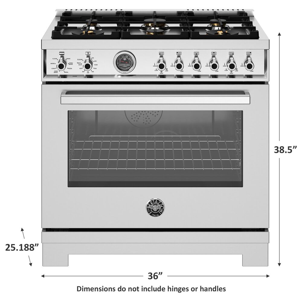Bertazzoni Professional 5.7 Cu. Ft. Freestanding Dual Fuel Range in Stainless Steel, , large
