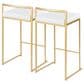 Lumisource Fuji High Back Counter Stool with White Faux Leather Cushion in Gold (Set of 2), , large