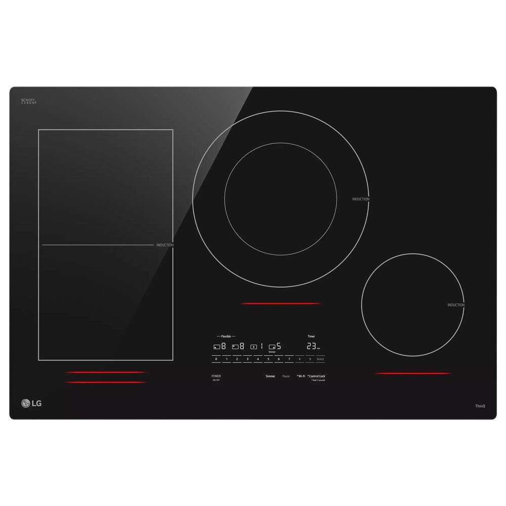 LG 30" Smart Induction Electric Cooktop with UltraHeat 5.0kW Element in Black, , large