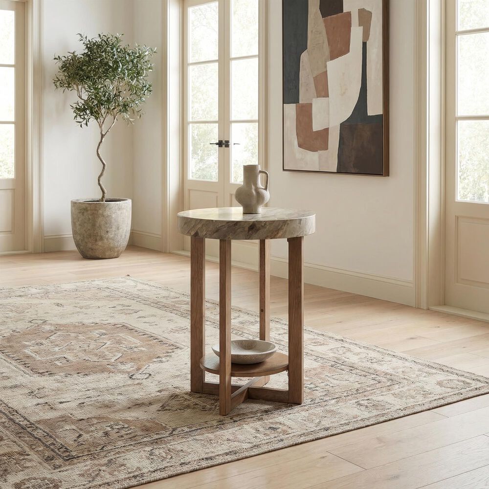 Belle Furnishings Danby Chairside Table in Nutmeg and Alabaster, , large