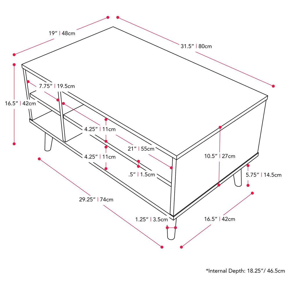 CorLiving Cole Rectangular Coffee Table in Grey NFM