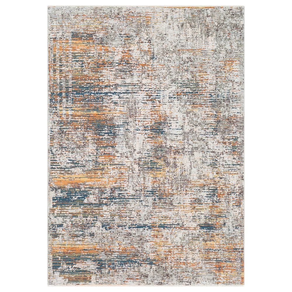 Surya Presidential Blue, Orange, Saffron, Ice Blue, Dusty Sage, Charcoal, Ivory, Wheat, Light Olive and Gray 11"6" x 15"6" Area Rug, , large