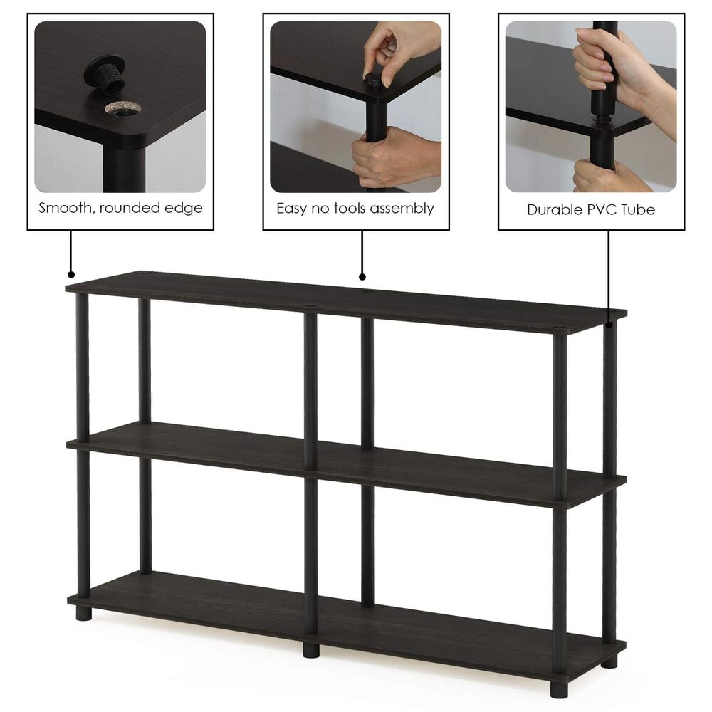 HOMLUX Turn-N-Tube 3-Tier Double Size Storage Display Rack in Espresso and Black, , large