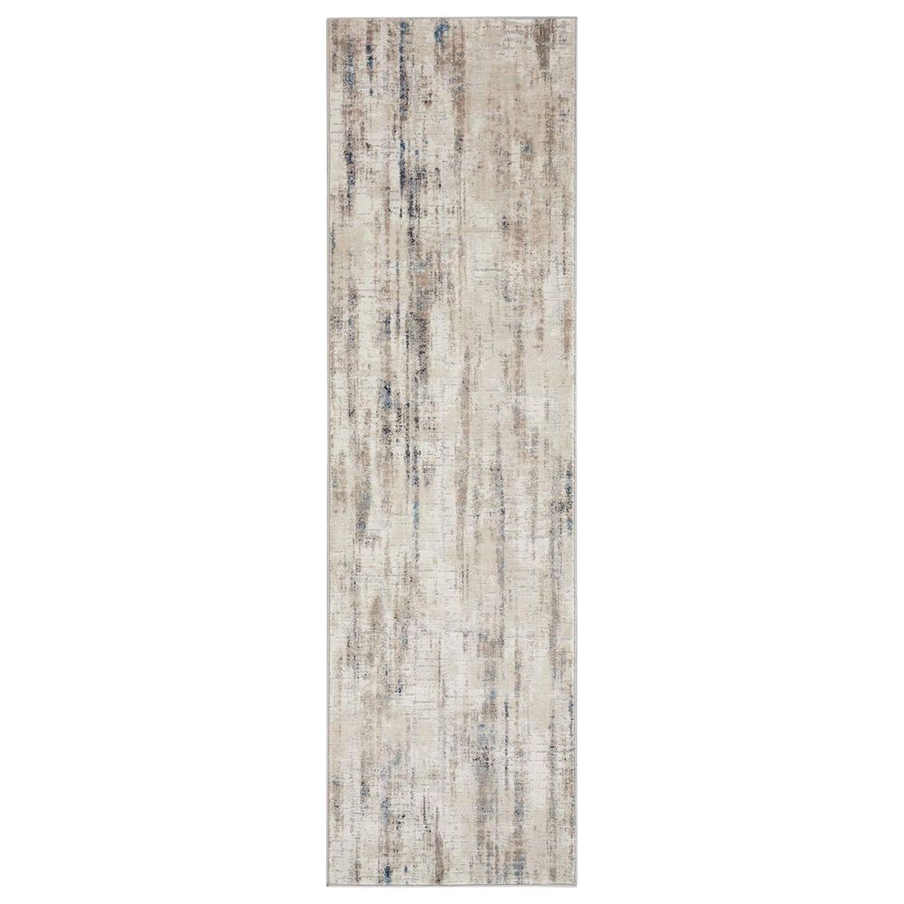 Nourison Infinity IFN02 2"2" x 7"6" Ivory, Grey and Blue Runner, , large