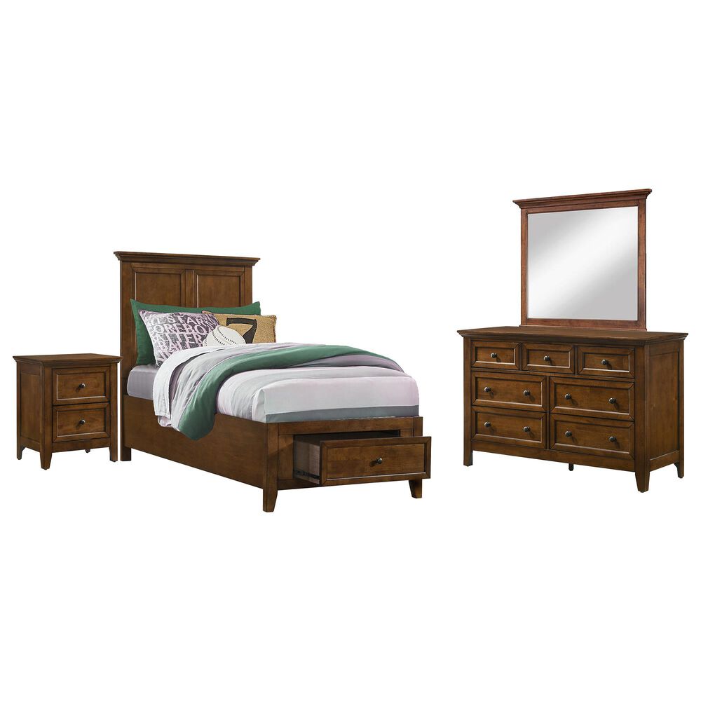 Hawthorne Furniture San Mateo 4 Piece Twin Storage Bedroom Set in Tuscan, , large
