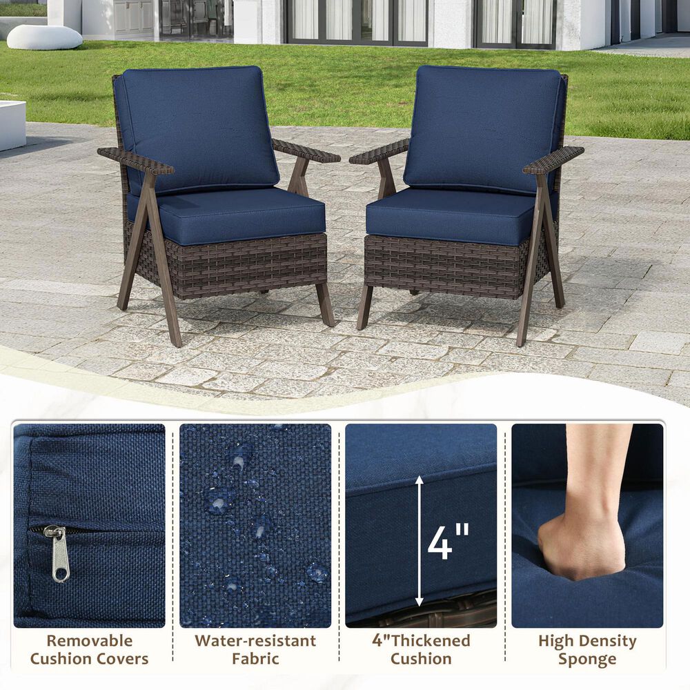 Sunwell Garden 3-Piece Patio Chat Set in Navy, , large