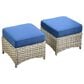 HOMLUX 2-Piece Outdoor Wicker Ottoman Set with Cushion in Navy Blue, , large