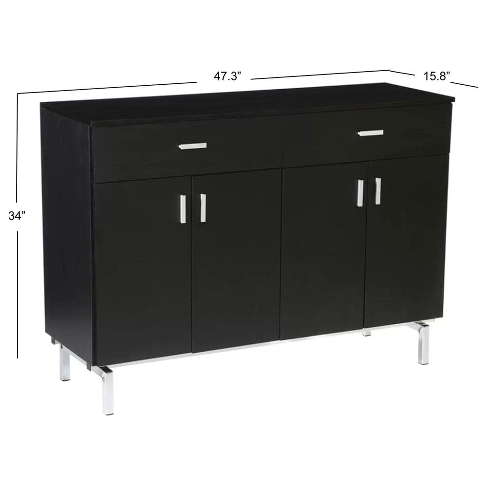 Furniture of America Belcher Buffet in Black and Silver, , large