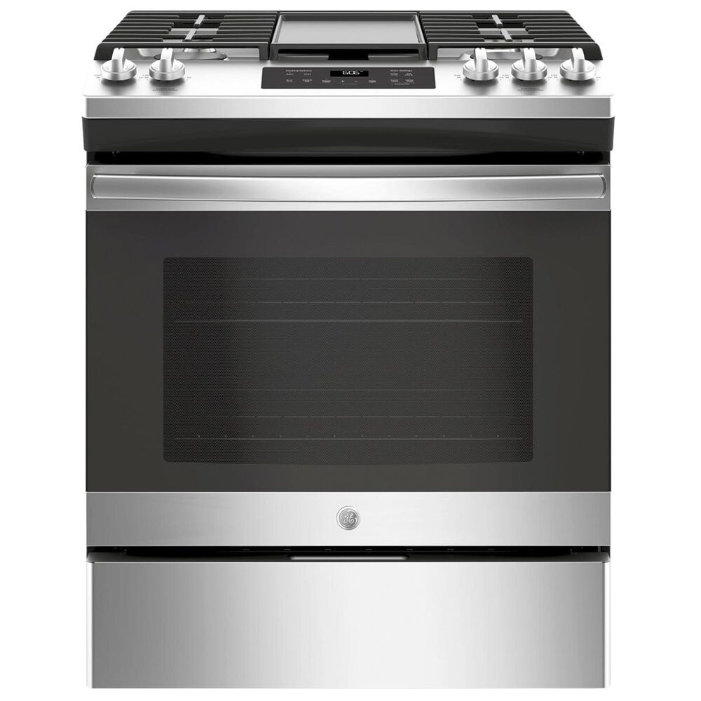 GE Appliances 30 Slide-In Front Control Gas Range in Stainless